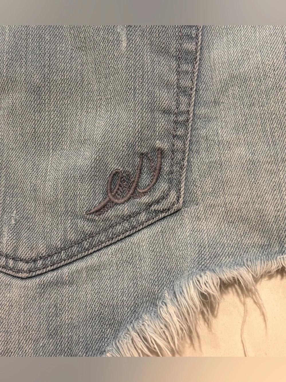 Express Light Wash Blue Distressed Denim Cutoff Jeans Shorts Women’s 12 5-Pocket